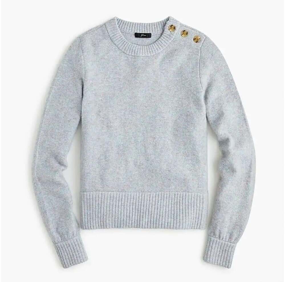 J. Crew Classic Gray Crewneck Wool Blend Cozy Knit Sweater Cabin Womens Size L